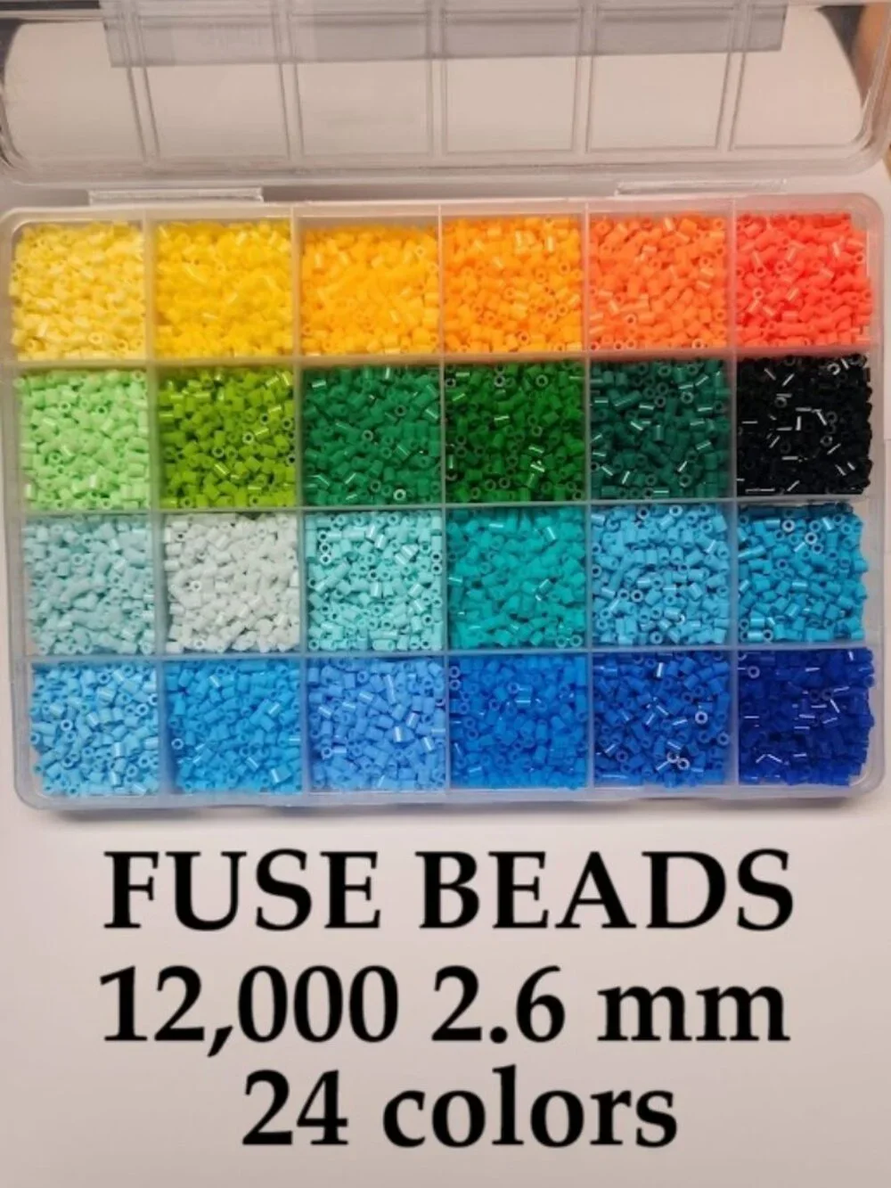 Mini Fuse Beads Kit 12,000 Beads 2.6mm in 24 Colors Craft Supplies Crafting Set